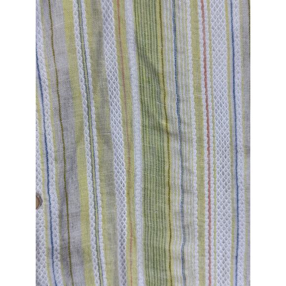 Tommy Bahamas Multi Striped Pattern Button Up Linen Blend Vacation Shirt Large - Picture 8 of 9